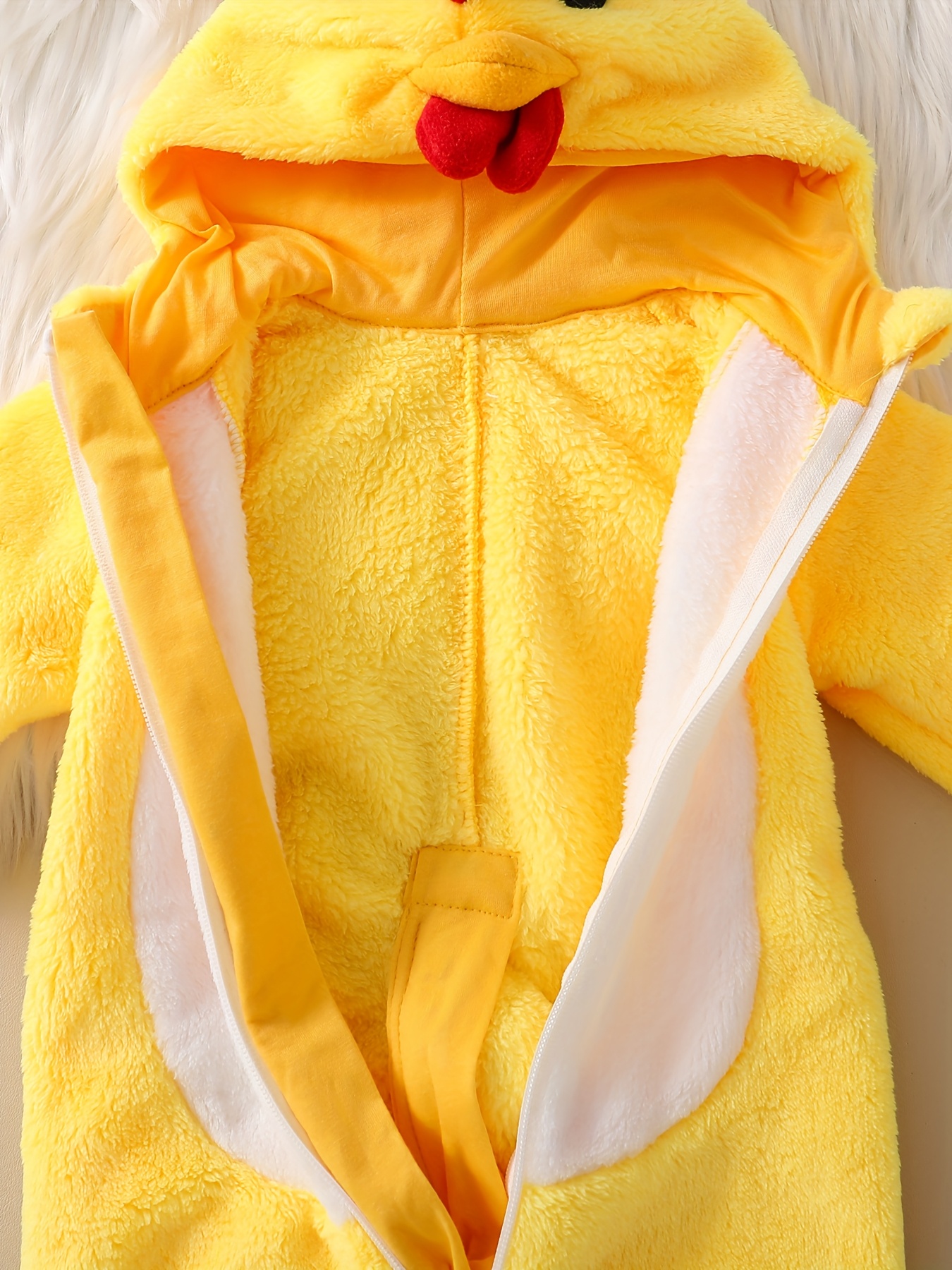 Tolo Rabbit Yellow Chick Jumpsuit - Soft Warm Winter Outfit with Chickens Feet & Beak, Easy On/Off Onesie, Machine Washable Photoshoots & Casual Attire, Perfect for, Outfit for Rabbit, Bunny, Bunny Outfits, Perfect for Outdoor - Image 4