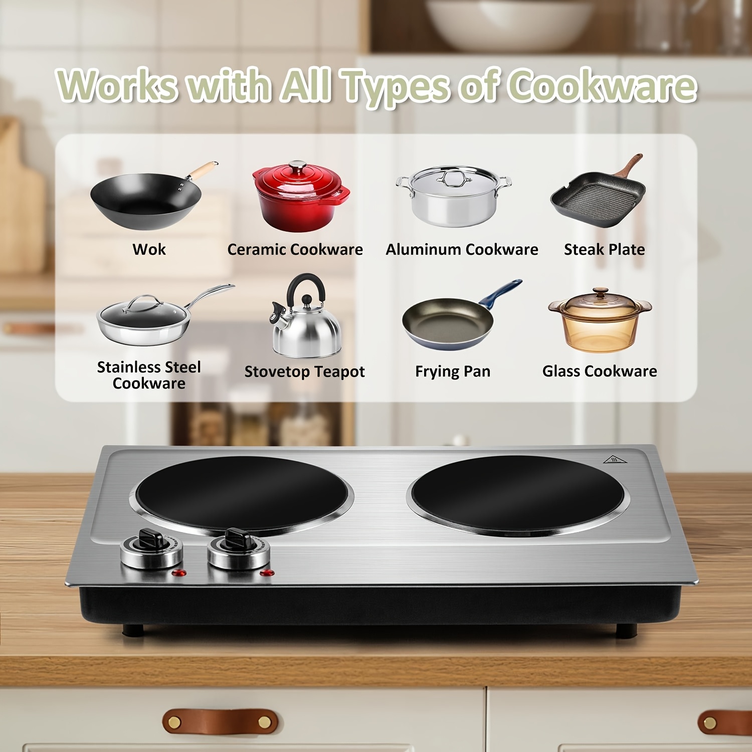 CUSI Portable MAX Electric Stove, Coklai Electric Hot Plates, Electric Burners With Temperature Control, Stainless Steel, Easy To Clean, Portable Design.Ideal For Kitchens, Dorms & Camping. - Image 2