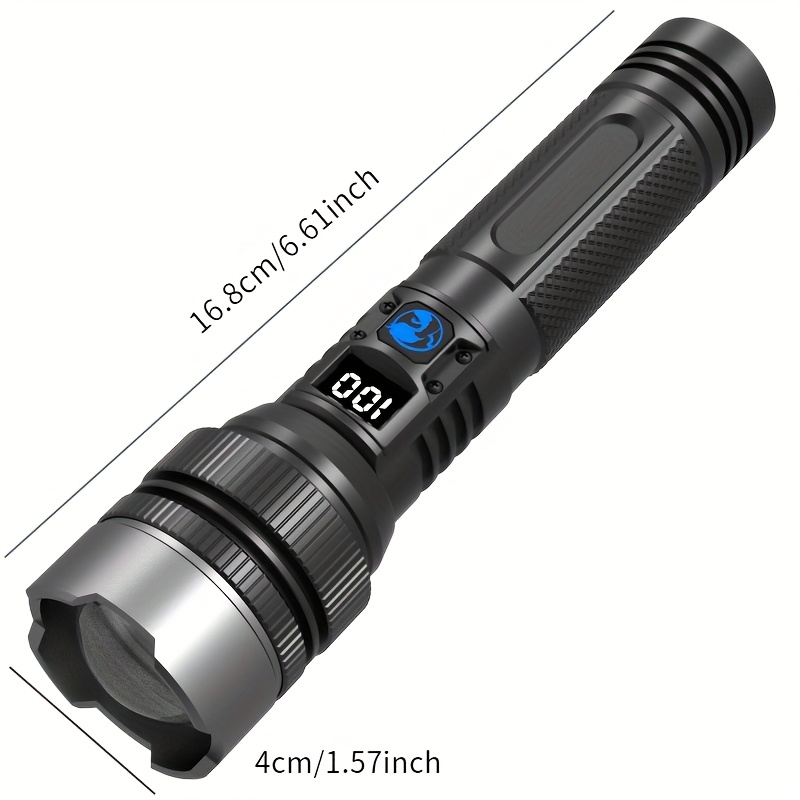 1X Super Bright Rechargeable LED Flashlight - High Intensity Tactical Torch, USB Charging, 3 Modes, 1200Mah Long Lasting Battery Ergonomic Grip Design, Ideal for Camping, Hiking, Outdoor Adventure, Power Outage Emergency, Portable And Durable, IP44 - Image 2