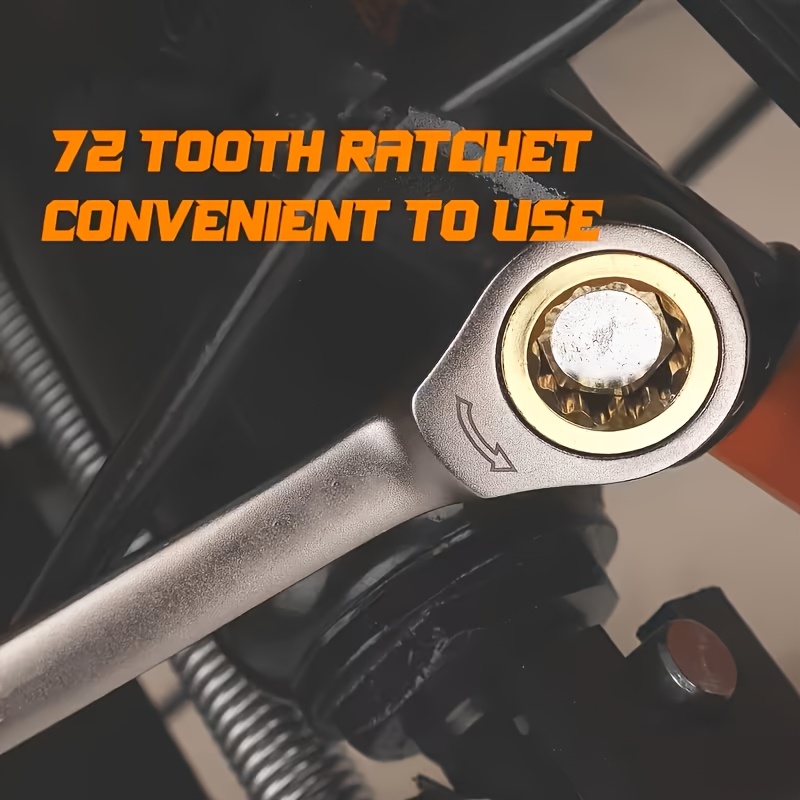 11pcs Wrench Set, Black Nickel Ratchet Wrench, 72-tooth Precision Gear Is More Practical-open and Closed End Design, Chrome Vanadium Steel Durable Material, Ergonomic Grip. Suitable for Car, Bicycle and Home Maintenance (including 1 Black Nickel - Image 5