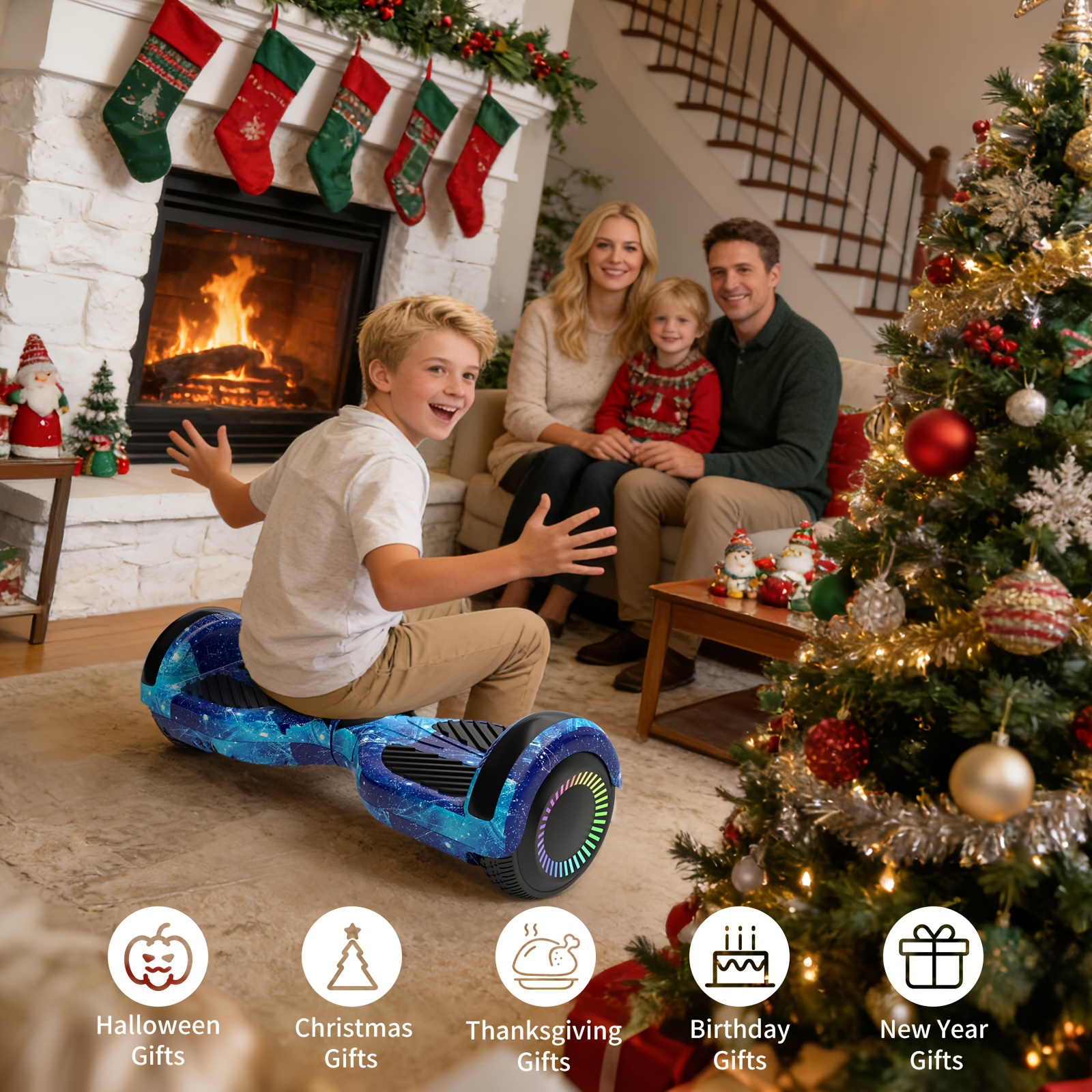 300W 7.5MPH Hoverboard for Kids, 7.5 Mile Range, 3H Charge, 6.5" Wheels, Bluetooth & Corlorful LED Lights, Ideal Gifts for Kids Boys & Girls, Available In Multiple Colors for Children, with Illuminated Wheels, Suitable for Outdoor, Practice Balance - Image 5