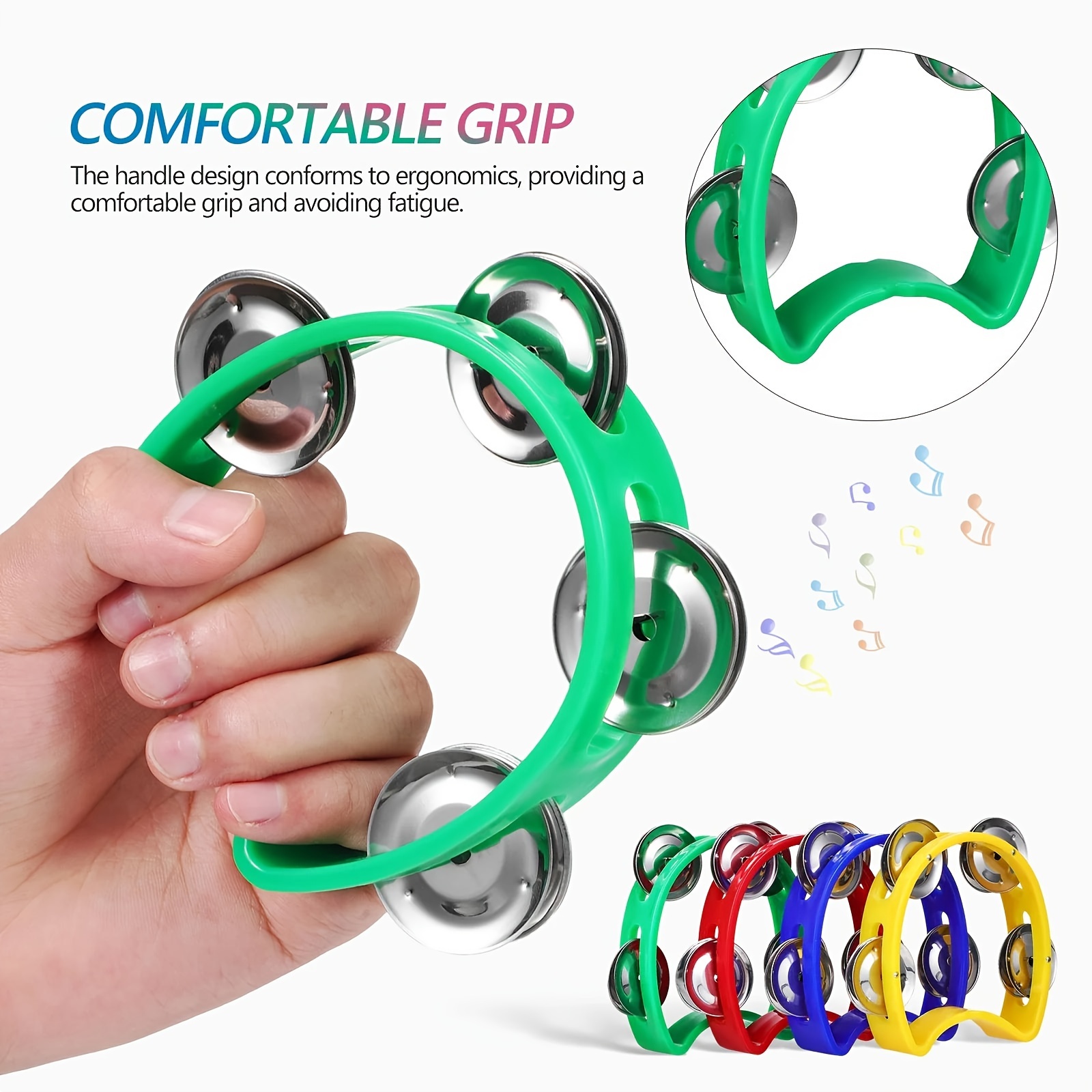 Grip Training Musical Educational Toy, 4-Bell Hand Rattle, Dance Performance Hand Rattle, Music Perception Teaching Aid, New Hand Drum, Metal Bell Percussion Instrument, Entertainment Instrument, Plastic Single-Layer Flower Drum Ring, 2026 Football - Image 12