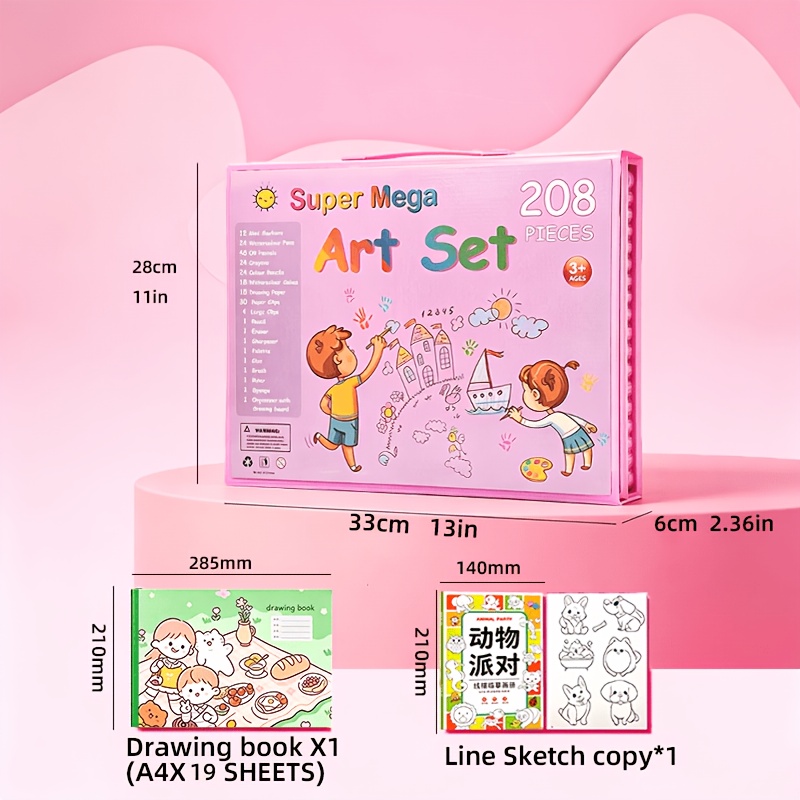 228 Pieces Of Art Supplies, Children's Painting Art Set; Art Kit Includes Oil Pastels, Crayons, Colored, Acrylic Markers, Watercolor Brushes; Artist Gift with Drawing Pad, Pink Children's Painting Tools; Children's Art Tools; Children's Coloring - Image 5