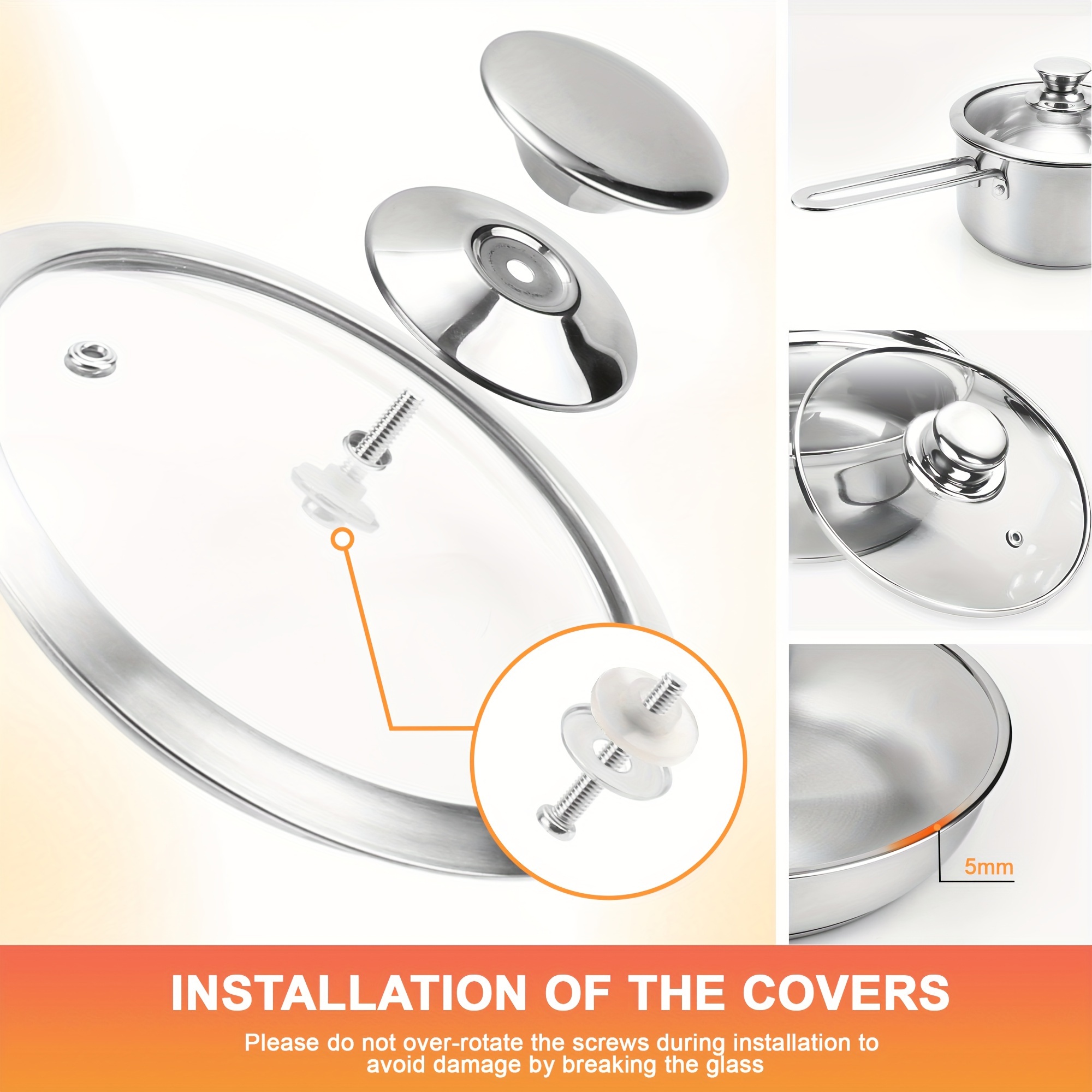 10 Pieces Stainless Steel Pots And Pans Set - Kitchen Cookware Sets, Induction Compatible - For All Stovetops - Suitable for Everyday Cooking - Ideal Gift for New Homeowners & Cooking Enthusiasts - Image 4