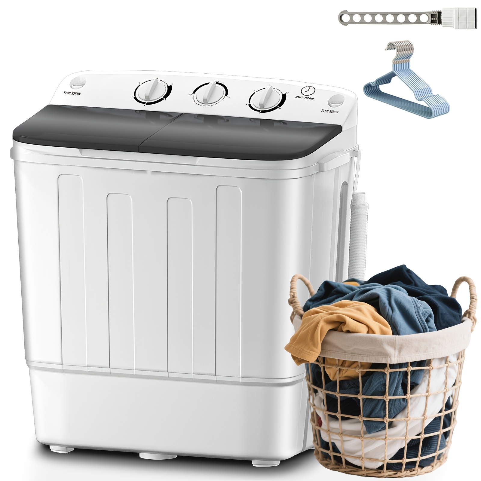 18/ 22/ 32Lbs Capacity Compact Mini Portable Double Drum Washer, Washing Machine, Free 8 Hangers And 1 Drying Rod - Saves Space, 1300 RPM, Saves Energy And Takes Care of Your Clothes - Great for Small Loads, Camping And Caravanning, Christmas Gift - Image 7