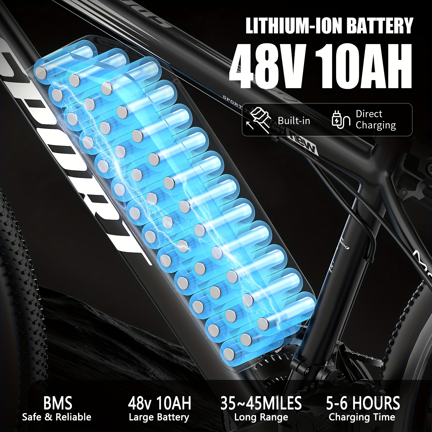 700W Electric Bicycle, Adult 26-inch, 48V 10AH Electric Mountain Bike, 25MPH&35-45mile Range Electric Mountain Bike, Off-road, Professional 7-speed - Image 4