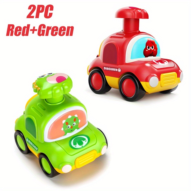 Push & Go Dinosaur Taxi Car - Manual Pull-Back Friction Motorized Toy Vehicle, No Batteries Needed, for Toddlers & Kids Ages 18 Months+, Birthday/Christmas/Easter Gift (Red, Green, Blue, Yellow,) - Develops Motor Skills & Coordination, Toddler Play Cars, Dinosaurthemed Cars, Nonelectric Cars - Image 10