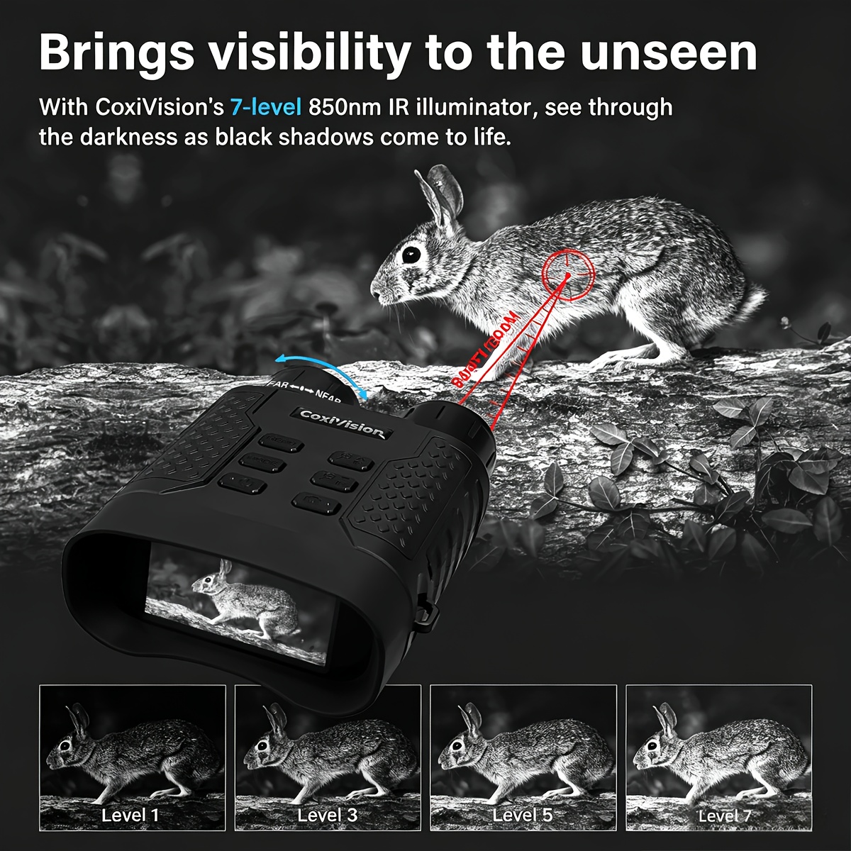 4K Night Vision Goggles for Adults, Upgraded 3.1" Large Screen & 4400mAh Rechargeable Battery, View In 100% Darkness with 7-Level Adjustment for Hunting, 4k Video & 48MP Photo, 64GB Card, Suitable for Security, Hunting, And Camping (25mm/50mm) - Image 3