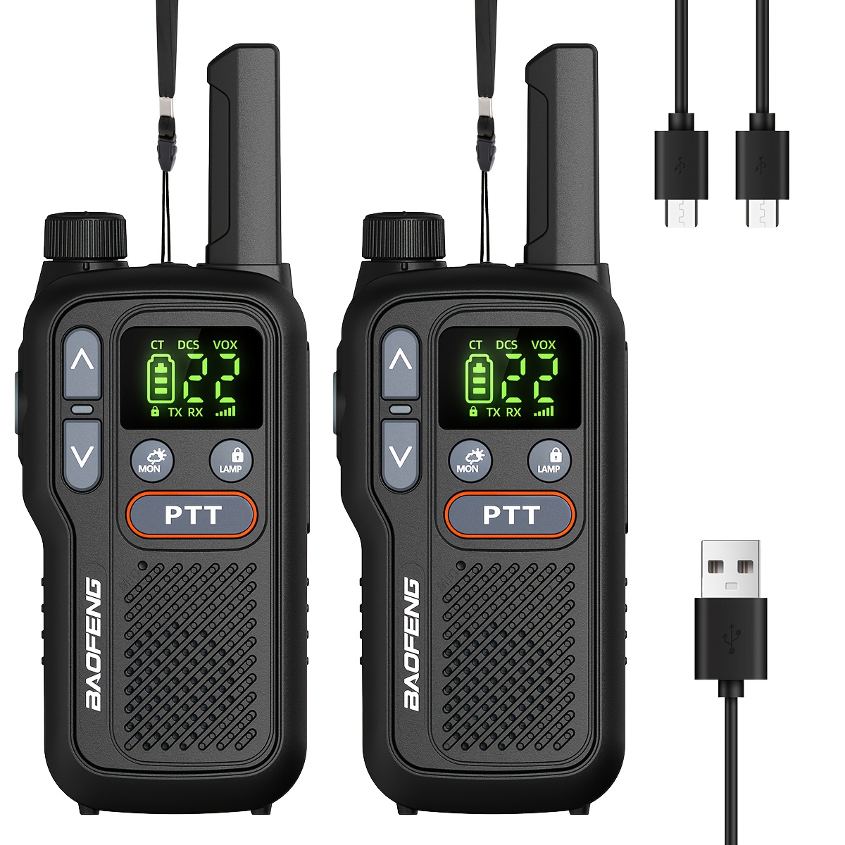 BAOFENG Walkie Talkies for Adults with 22 FRS Channels & LCD Display, VOX Scan/Scan Function, USB-C & Li-ion Battery, for Hiking, Camping, Family, Outdoor, USB- Flashlight (VOX Activation) - Image 5