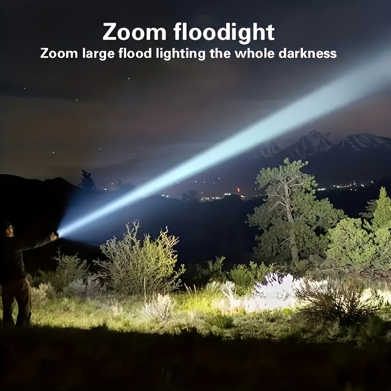1pc Multi-Function Outdoor Flashlight, with Super Bright Telescopic Zoom Function, Rechargeable Camping Light, Suitable for Travel, Camping, Hiking, Fishing And Emergency Situations. IP44 - Image 7