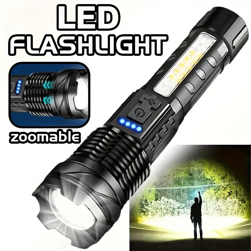 1pc Multi-Function Outdoor Flashlight, with Super Bright Telescopic Zoom Function, Rechargeable Camping Light, Suitable for Travel, Camping, Hiking, Fishing And Emergency Situations. IP44 - Image 3