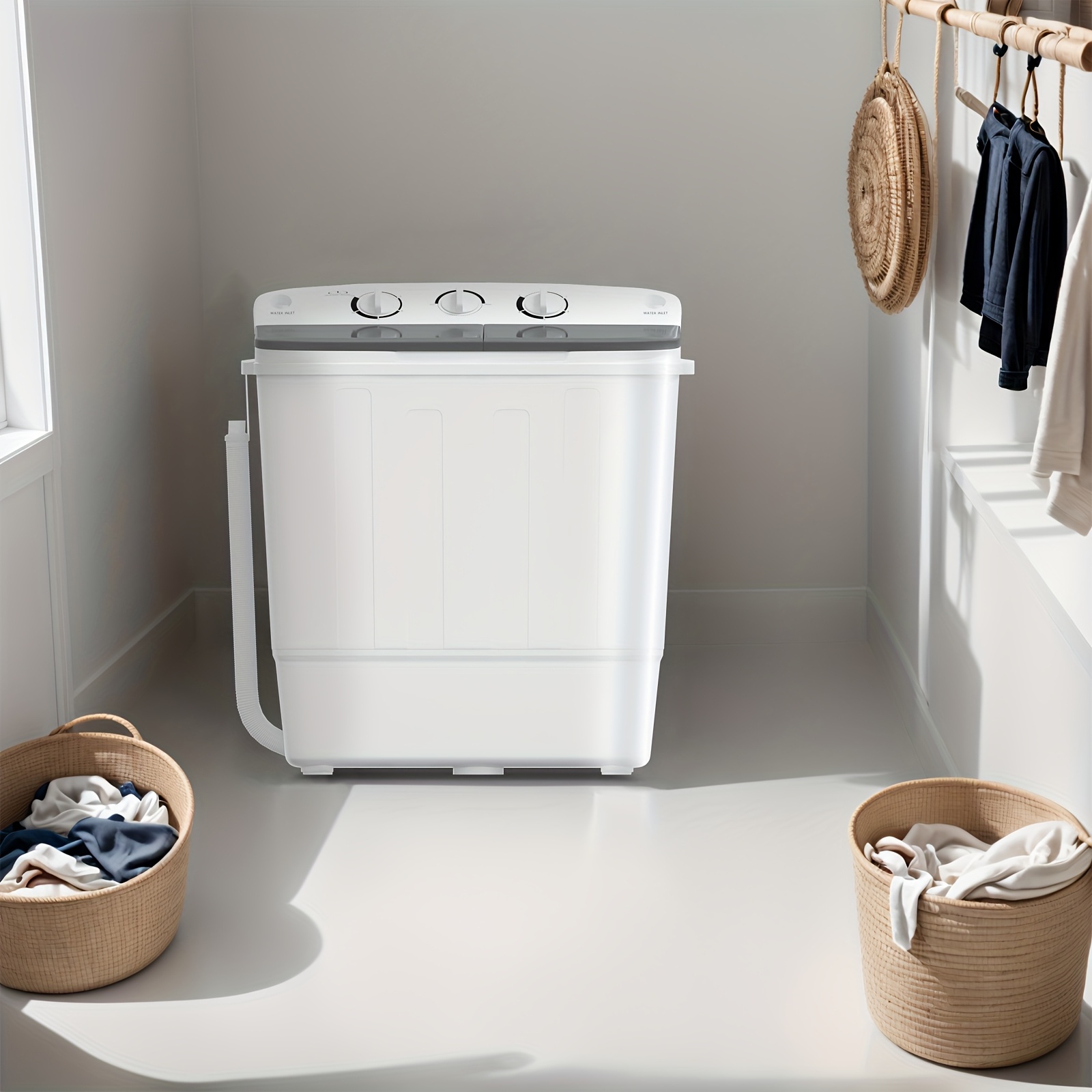 19lbs Capacity Compact Mini PortableDouble Drum Washer Free 7 Hangers And 1Drying Rod - Saves Space, 1300RPM, Saves Energy AndTakes Care Of Your Clothes - Great for Smallloads, Camping And Caravanning! - Image 8