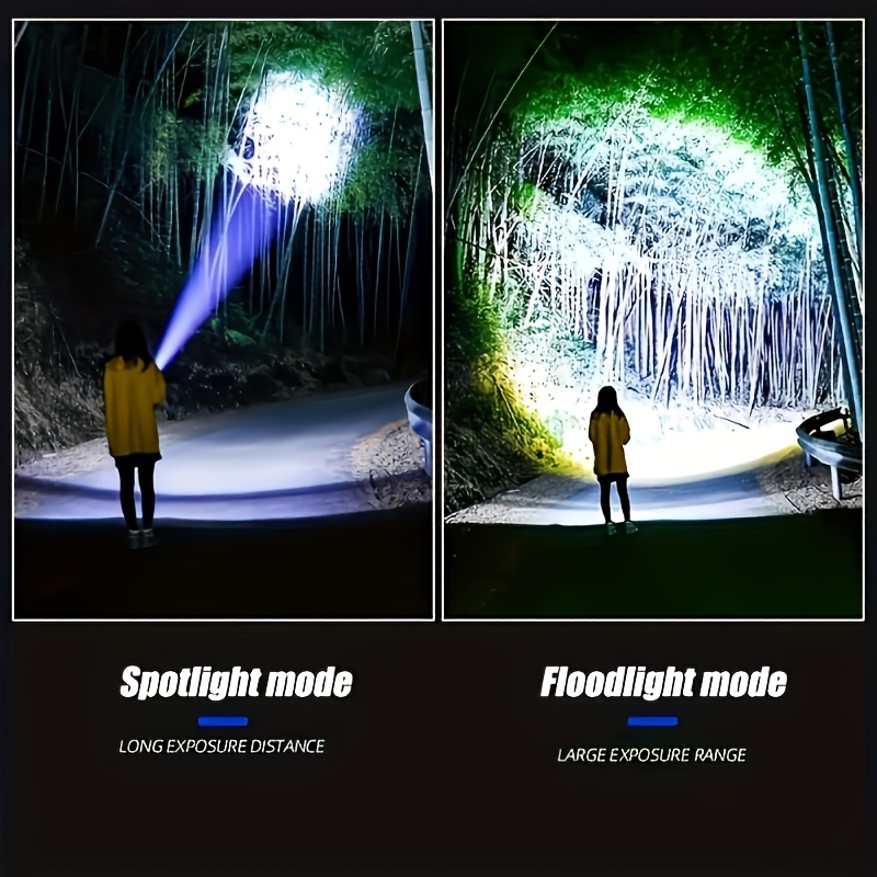 1X Super Bright Rechargeable LED Flashlight - High Intensity Tactical Torch, USB Charging, 3 Modes, 1200Mah Long Lasting Battery Ergonomic Grip Design, Ideal for Camping, Hiking, Outdoor Adventure, Power Outage Emergency, Portable And Durable, IP44 - Image 4