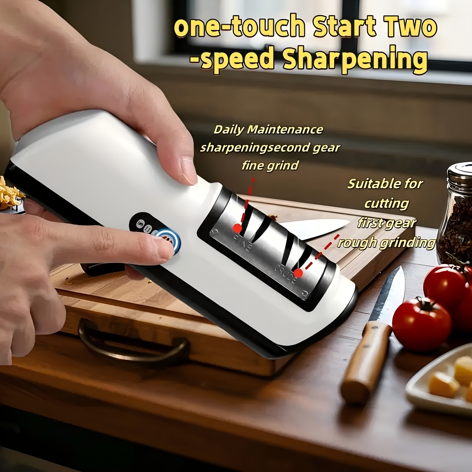 Electric Sharpening Tool, Professional 2-Stage Sharpener for 20 Degree Straight Edges, Sharpening And Polishing for Kitchen Tools | Black - Image 3