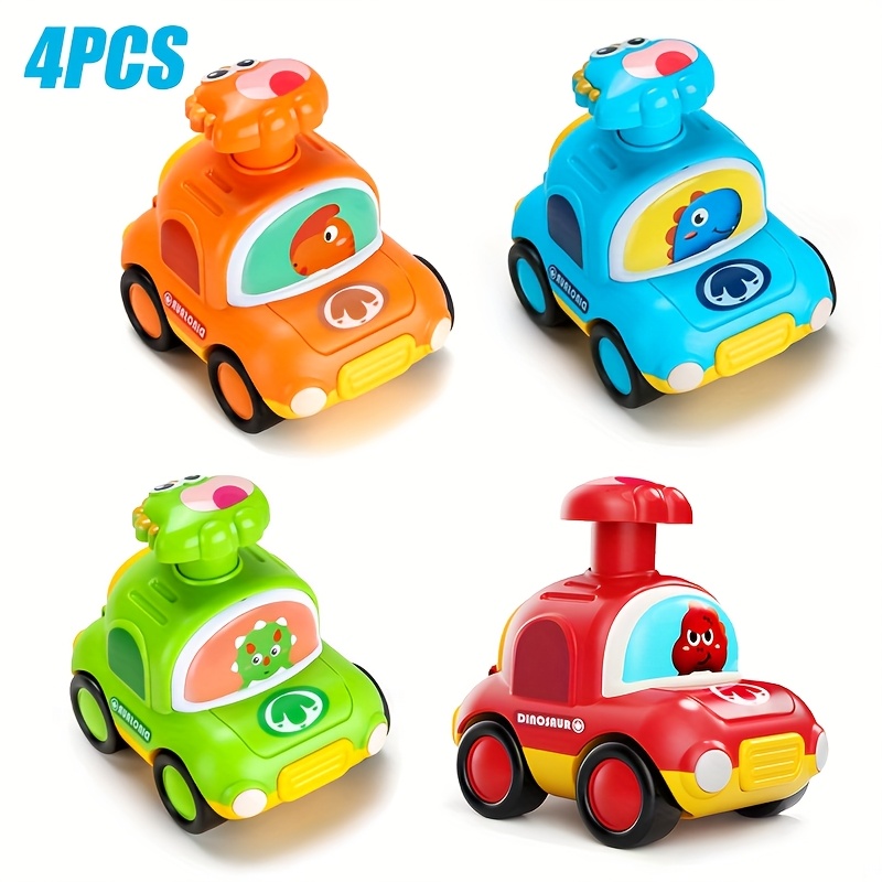 Push & Go Dinosaur Taxi Car - Manual Pull-Back Friction Motorized Toy Vehicle, No Batteries Needed, for Toddlers & Kids Ages 18 Months+, Birthday/Christmas/Easter Gift (Red, Green, Blue, Yellow,) - Develops Motor Skills & Coordination, Toddler Play Cars, Dinosaurthemed Cars, Nonelectric Cars - Image 11