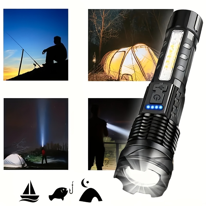 1pc Multi-Function Outdoor Flashlight, with Super Bright Telescopic Zoom Function, Rechargeable Camping Light, Suitable for Travel, Camping, Hiking, Fishing And Emergency Situations. IP44 - Image 11