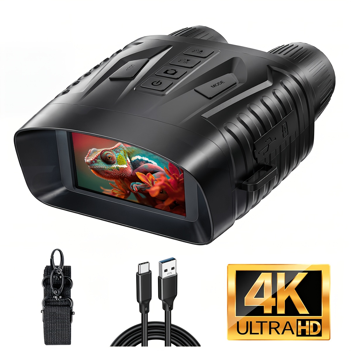 4K Night Vision Goggles for Adults, Upgraded 3.1" Large Screen & 4400mAh Rechargeable Battery, View In 100% Darkness with 7-Level Adjustment for Hunting, 4k Video & 48MP Photo, 64GB Card, Suitable for Security, Hunting, And Camping (25mm/50mm) - Image 7