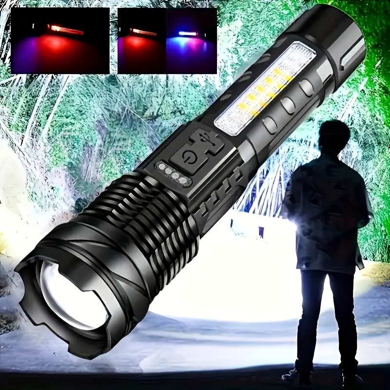1pc Multi-Function Outdoor Flashlight, with Super Bright Telescopic Zoom Function, Rechargeable Camping Light, Suitable for Travel, Camping, Hiking, Fishing And Emergency Situations. IP44 - Image 6