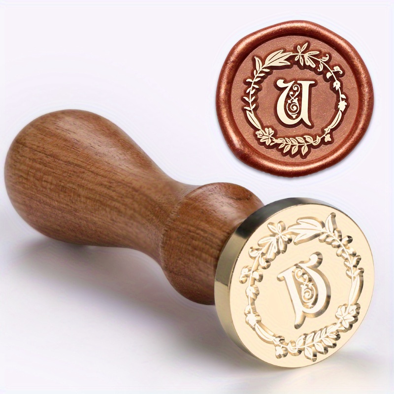 1 Set Wax Seal Stamp Wreath Letter Metal Seal Head+Rosewood Handle, 26 English Letter Fire Paint Seal, Suitable for Wedding Invitations, Envelope Cards, Gift Packaging, Scrapbooks - Image 26
