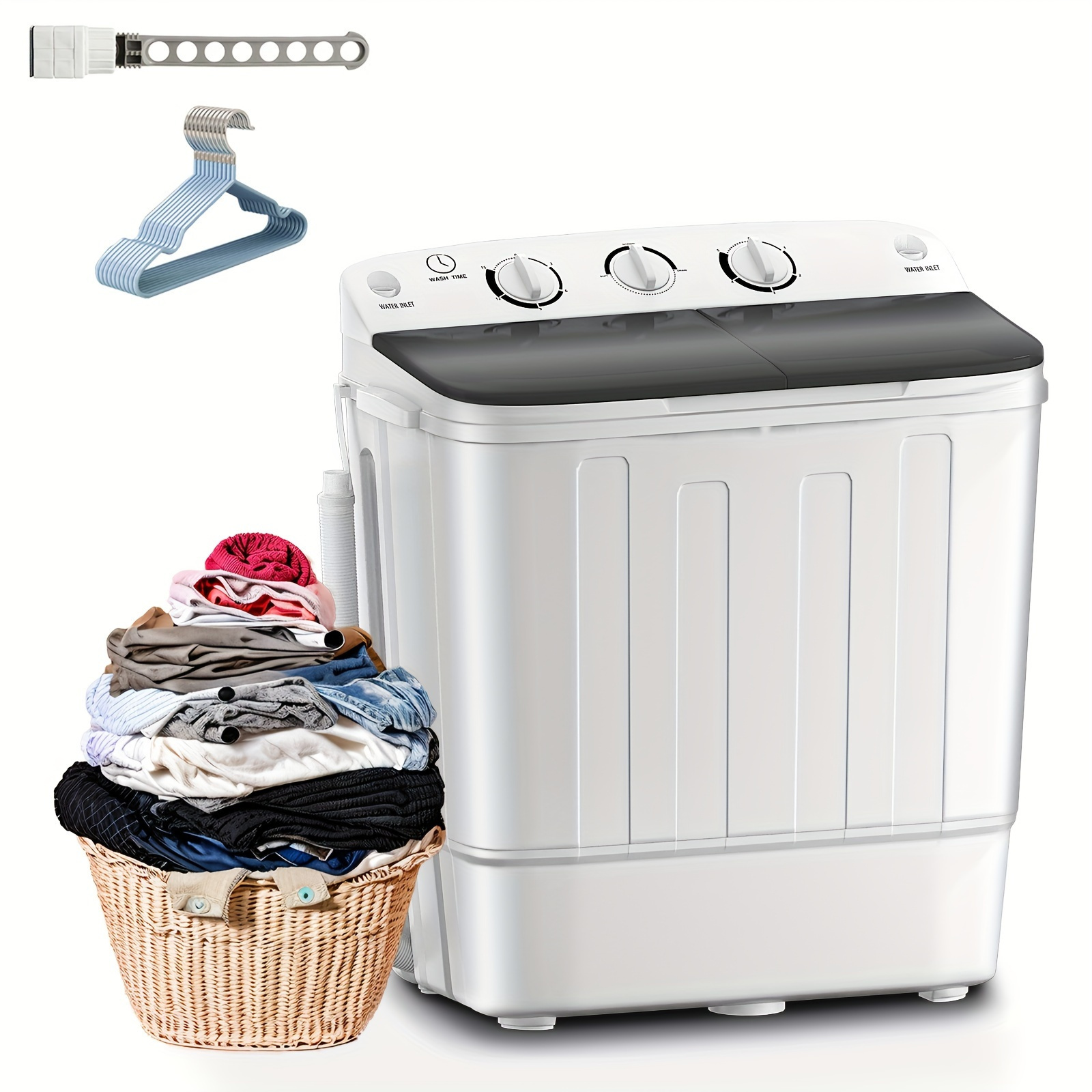 18/ 22/ 32Lbs Capacity Compact Mini Portable Double Drum Washer, Washing Machine, Free 8 Hangers And 1 Drying Rod - Saves Space, 1300 RPM, Saves Energy And Takes Care of Your Clothes - Great for Small Loads, Camping And Caravanning, Christmas Gift - Image 2