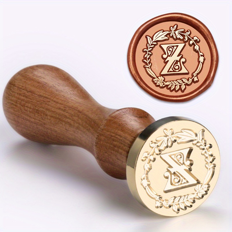 1 Set Wax Seal Stamp Wreath Letter Metal Seal Head+Rosewood Handle, 26 English Letter Fire Paint Seal, Suitable for Wedding Invitations, Envelope Cards, Gift Packaging, Scrapbooks - Image 31
