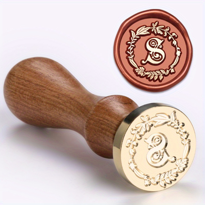 1 Set Wax Seal Stamp Wreath Letter Metal Seal Head+Rosewood Handle, 26 English Letter Fire Paint Seal, Suitable for Wedding Invitations, Envelope Cards, Gift Packaging, Scrapbooks - Image 24