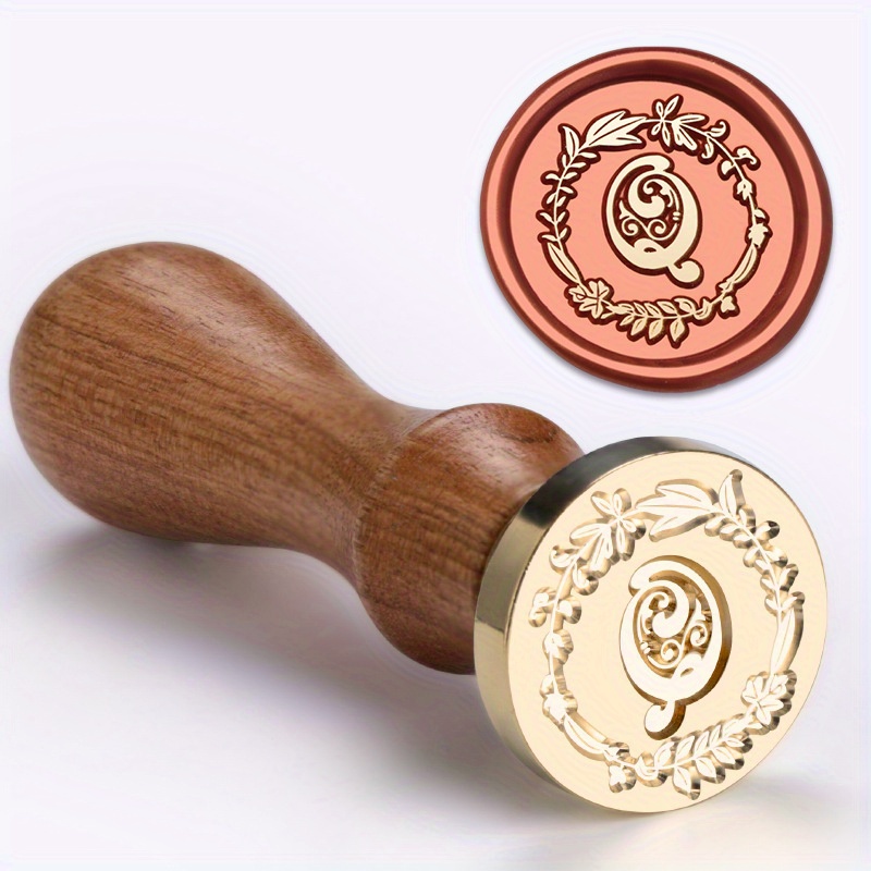 1 Set Wax Seal Stamp Wreath Letter Metal Seal Head+Rosewood Handle, 26 English Letter Fire Paint Seal, Suitable for Wedding Invitations, Envelope Cards, Gift Packaging, Scrapbooks - Image 23