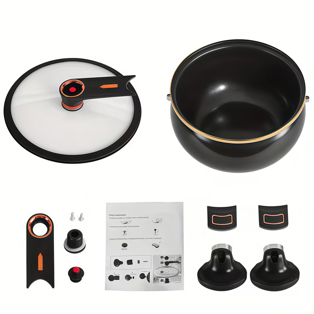 2.19 Gallon Large-Capacity Soup Pot with Twist-Lock Handle | Non-Stick, Multi-Function Cooking Pot, Compatible with Gas Stove, Open Fire, and Induction Cooker, Universal Stew Pot for Homes, Restaurants, Hotels, Fast , Easy Assembly - Image 2