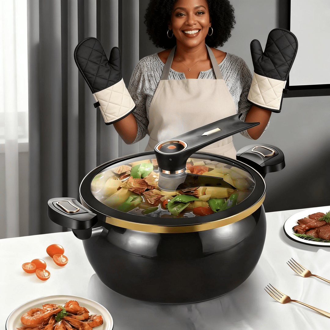 2.19 Gallon Large-Capacity Soup Pot with Twist-Lock Handle | Non-Stick, Multi-Function Cooking Pot, Compatible with Gas Stove, Open Fire, and Induction Cooker, Universal Stew Pot for Homes, Restaurants, Hotels, Fast , Easy Assembly - Image 8