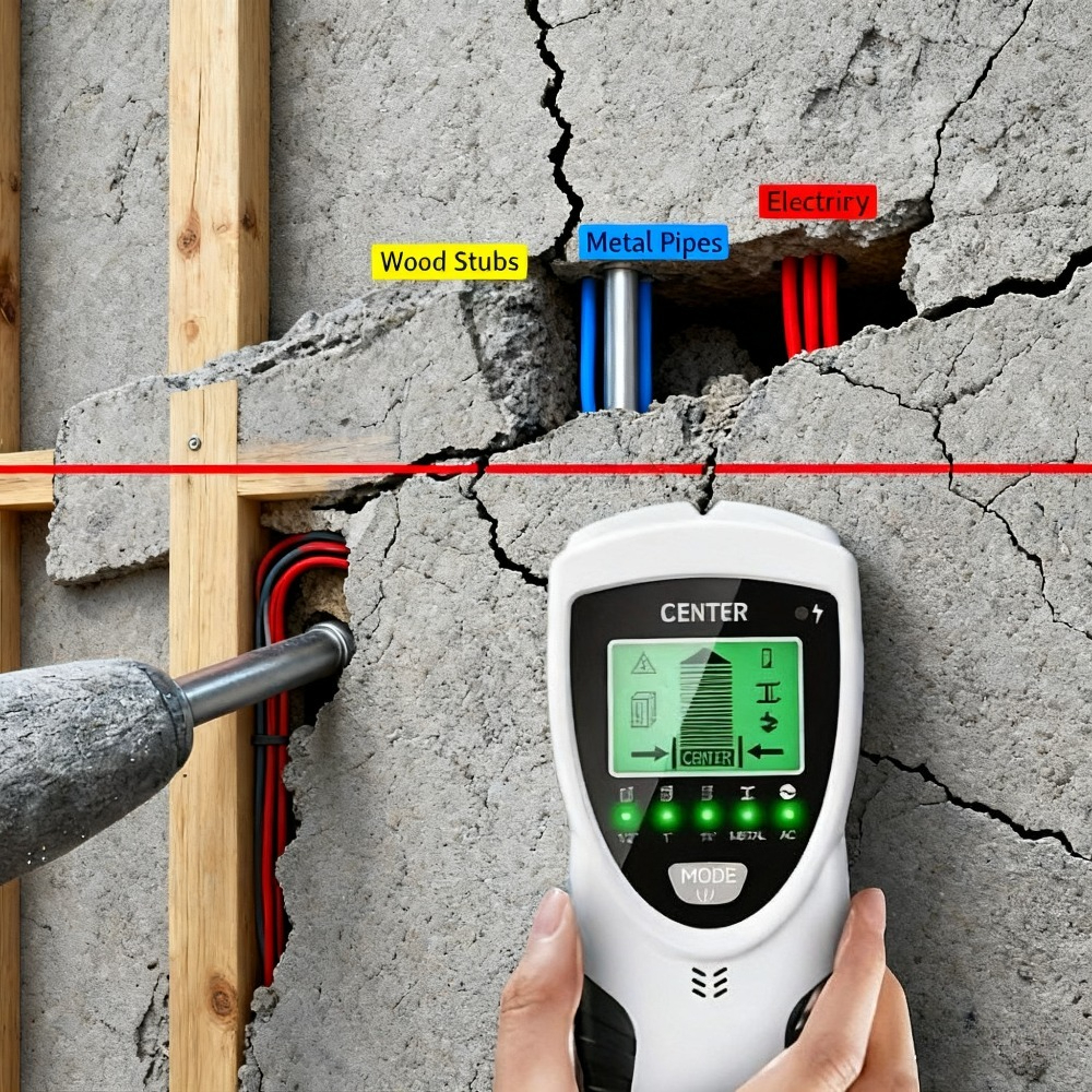 5in 1 Stud Detector with Intelligent Microprocessor Chip and HD LCD Display, Stud Sensor Beam Finders for the Center and Edge of Wood AC Wire Metal Studs Joist Pipe