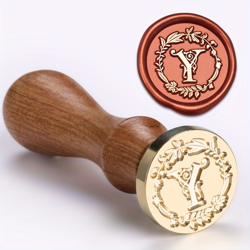 1 Set Wax Seal Stamp Wreath Letter Metal Seal Head+Rosewood Handle, 26 English Letter Fire Paint Seal, Suitable for Wedding Invitations, Envelope Cards, Gift Packaging, Scrapbooks - Image 30