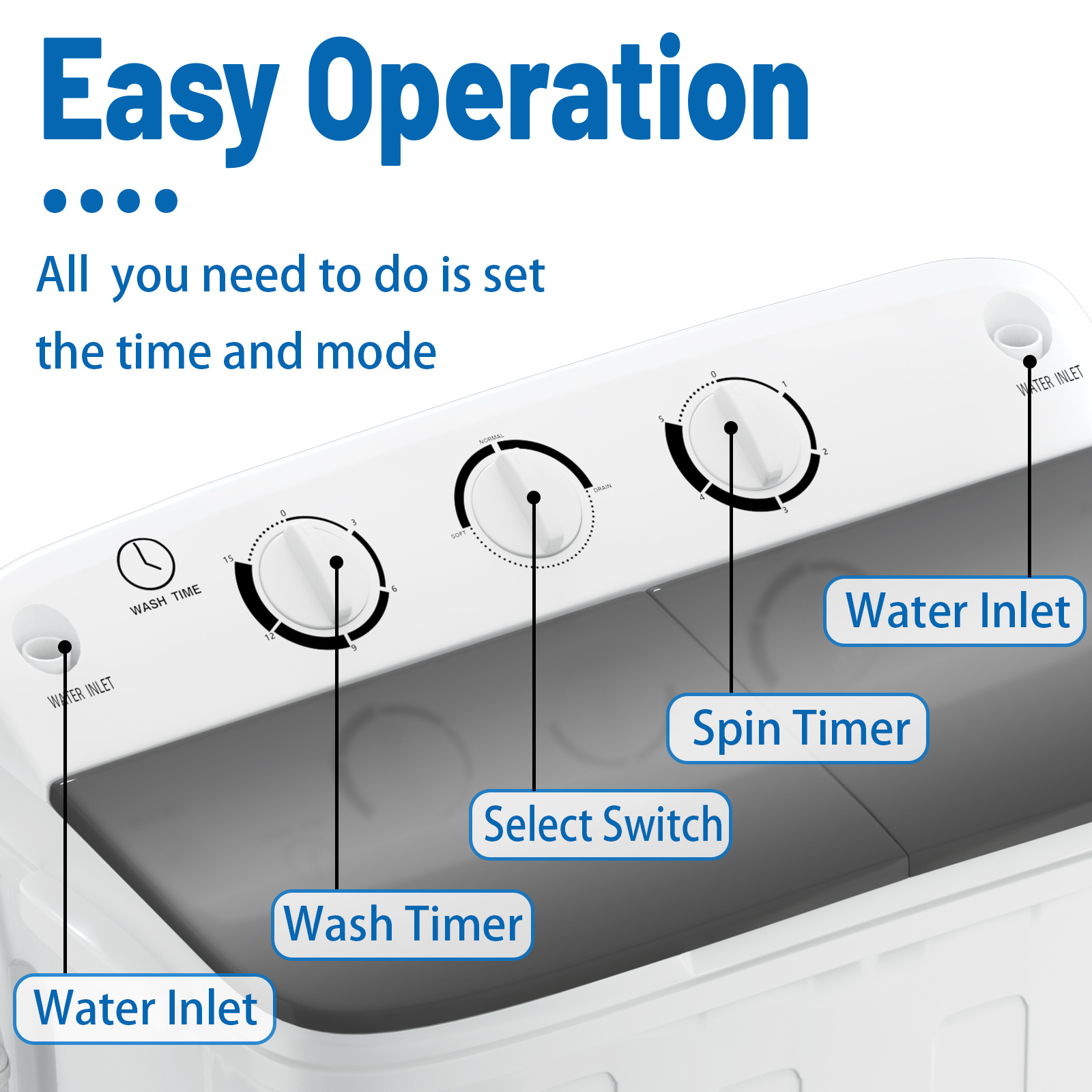 18/ 22/ 32Lbs Capacity Compact Mini Portable Double Drum Washer, Washing Machine, Free 8 Hangers And 1 Drying Rod - Saves Space, 1300 RPM, Saves Energy And Takes Care of Your Clothes - Great for Small Loads, Camping And Caravanning, Christmas Gift - Image 10