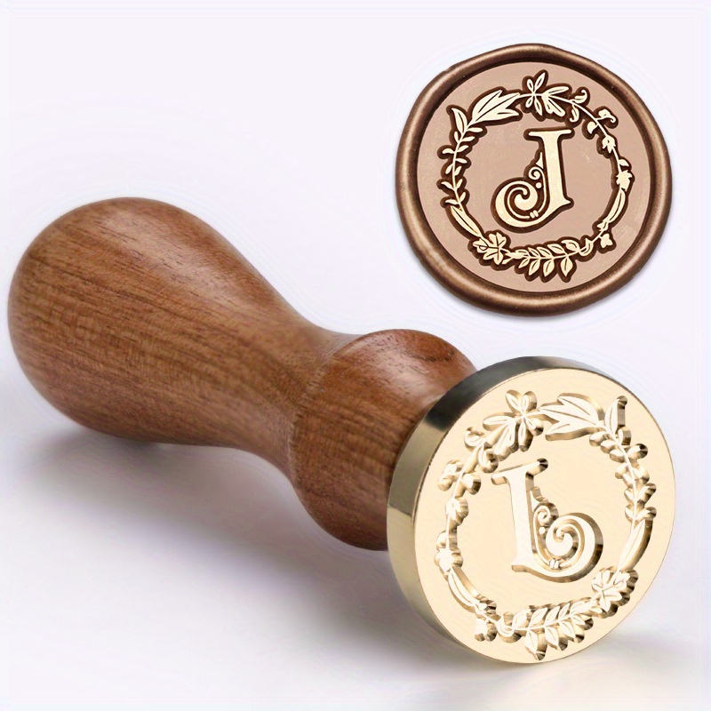 1 Set Wax Seal Stamp Wreath Letter Metal Seal Head+Rosewood Handle, 26 English Letter Fire Paint Seal, Suitable for Wedding Invitations, Envelope Cards, Gift Packaging, Scrapbooks - Image 16