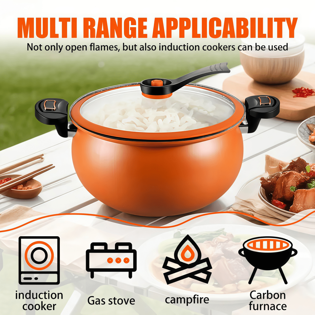 2.19 Gallon Large-Capacity Soup Pot with Twist-Lock Handle | Non-Stick, Multi-Function Cooking Pot, Compatible with Gas Stove, Open Fire, and Induction Cooker, Universal Stew Pot for Homes, Restaurants, Hotels, Fast , Easy Assembly - Image 10