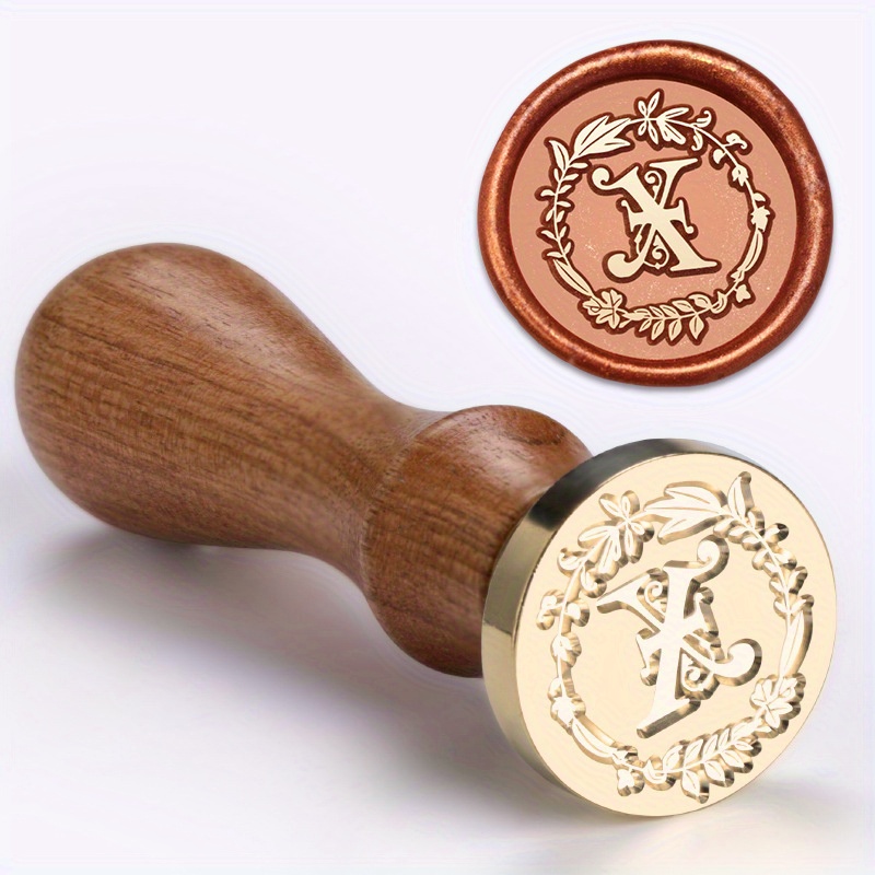 1 Set Wax Seal Stamp Wreath Letter Metal Seal Head+Rosewood Handle, 26 English Letter Fire Paint Seal, Suitable for Wedding Invitations, Envelope Cards, Gift Packaging, Scrapbooks - Image 29