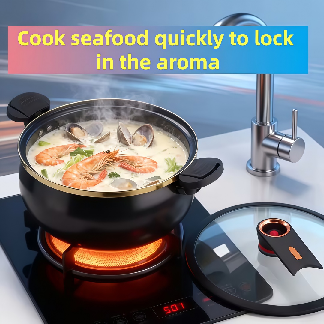 2.19 Gallon Large-Capacity Soup Pot with Twist-Lock Handle | Non-Stick, Multi-Function Cooking Pot, Compatible with Gas Stove, Open Fire, and Induction Cooker, Universal Stew Pot for Homes, Restaurants, Hotels, Fast , Easy Assembly - Image 5