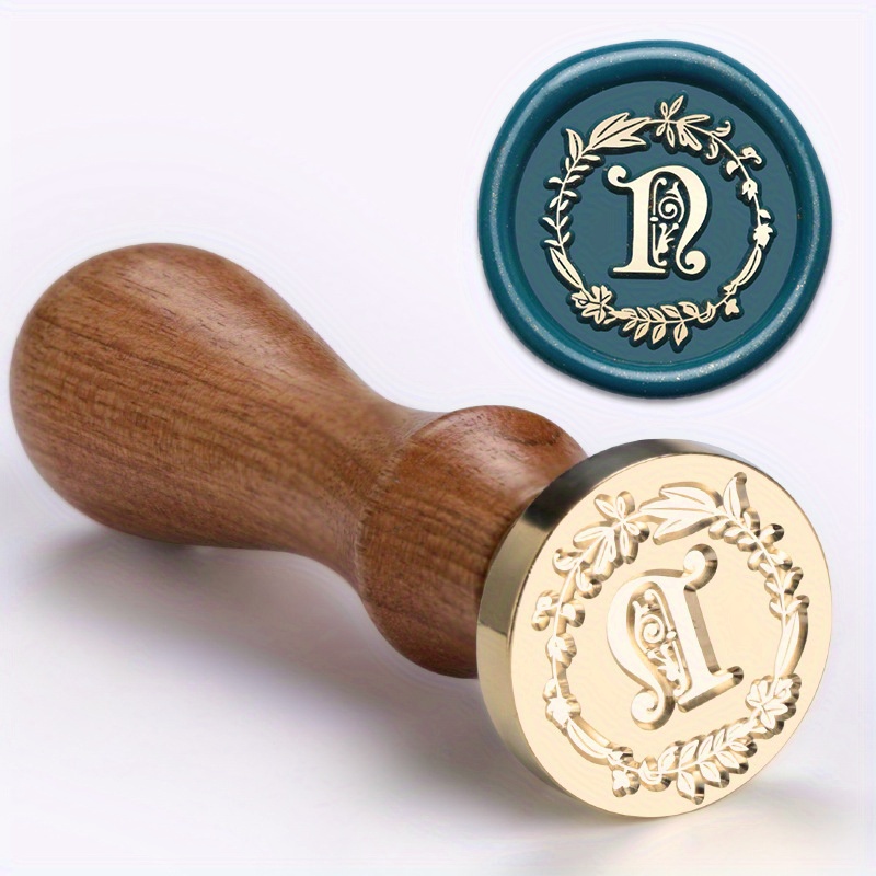 1 Set Wax Seal Stamp Wreath Letter Metal Seal Head+Rosewood Handle, 26 English Letter Fire Paint Seal, Suitable for Wedding Invitations, Envelope Cards, Gift Packaging, Scrapbooks - Image 20