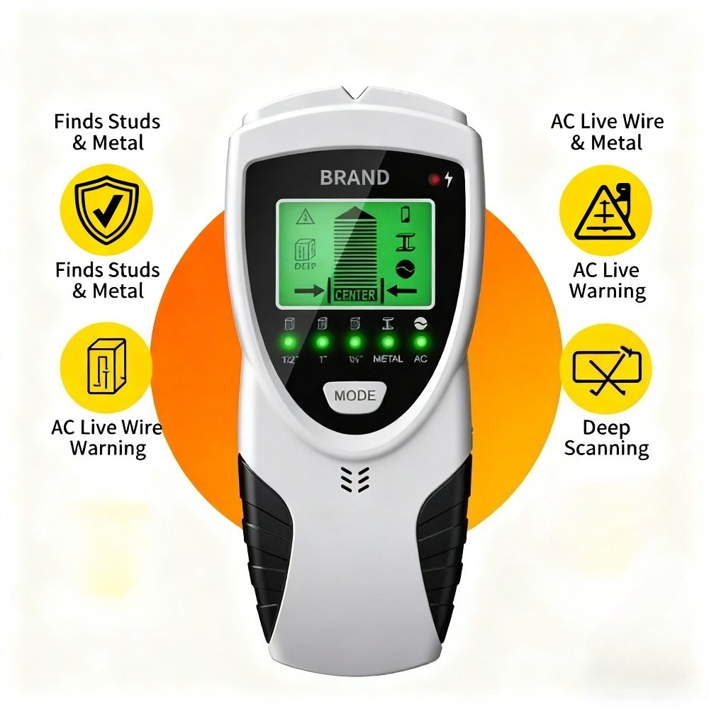 5in 1 Stud Detector with Intelligent Microprocessor Chip and HD LCD Display, Stud Sensor Beam Finders for the Center and Edge of Wood AC Wire Metal Studs Joist Pipe - Image 2