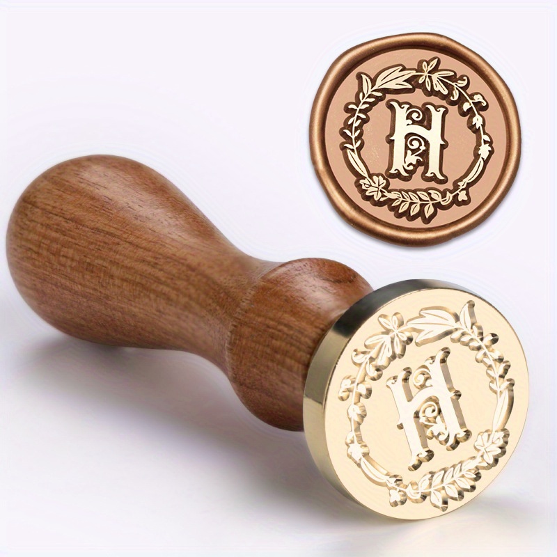 1 Set Wax Seal Stamp Wreath Letter Metal Seal Head+Rosewood Handle, 26 English Letter Fire Paint Seal, Suitable for Wedding Invitations, Envelope Cards, Gift Packaging, Scrapbooks - Image 14