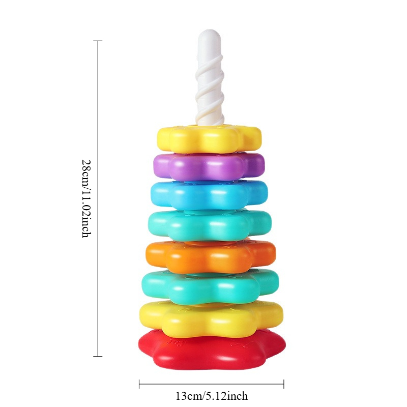 6-Layer Rainbow Spinning Stacking Tower, Kids Party & Christmas Gift, Back to School & School Supplies. Unisex Pretend Play Toy, Ideal for Parties and Holidays. Boosts Interaction, Trains Hand-eye-foot Coordination. Random Colors & Styles. - Image 3