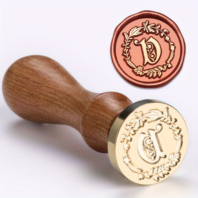 1 Set Wax Seal Stamp Wreath Letter Metal Seal Head+Rosewood Handle, 26 English Letter Fire Paint Seal, Suitable for Wedding Invitations, Envelope Cards, Gift Packaging, Scrapbooks - Image 27