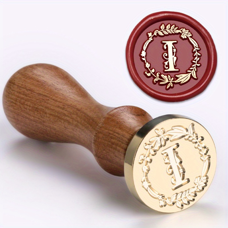 1 Set Wax Seal Stamp Wreath Letter Metal Seal Head+Rosewood Handle, 26 English Letter Fire Paint Seal, Suitable for Wedding Invitations, Envelope Cards, Gift Packaging, Scrapbooks - Image 15