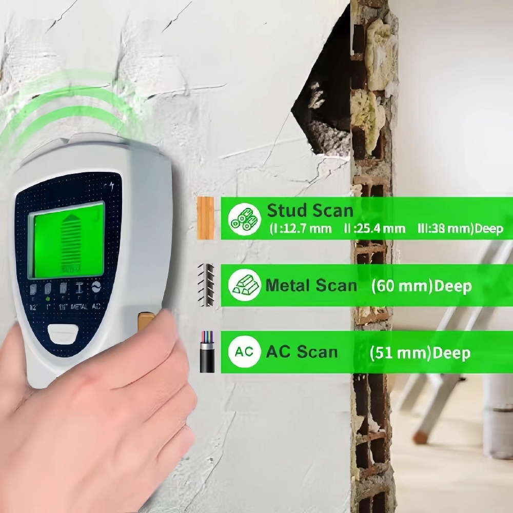 5in 1 Stud Detector with Intelligent Microprocessor Chip and HD LCD Display, Stud Sensor Beam Finders for the Center and Edge of Wood AC Wire Metal Studs Joist Pipe - Image 3