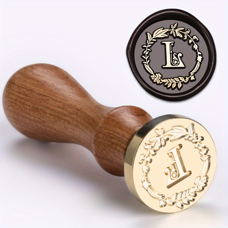 1 Set Wax Seal Stamp Wreath Letter Metal Seal Head+Rosewood Handle, 26 English Letter Fire Paint Seal, Suitable for Wedding Invitations, Envelope Cards, Gift Packaging, Scrapbooks - Image 18