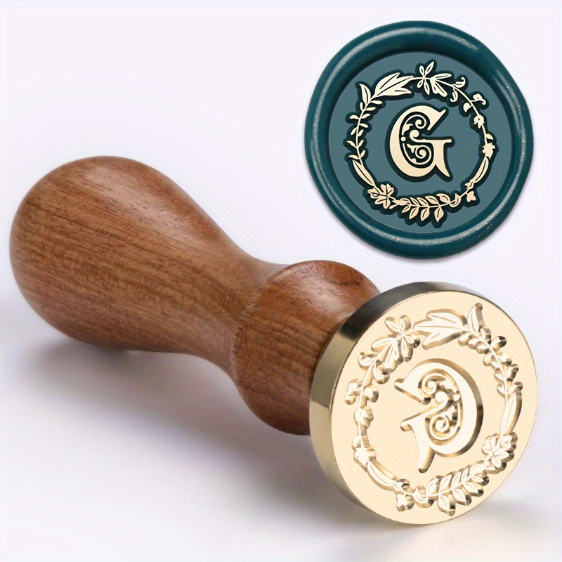 1 Set Wax Seal Stamp Wreath Letter Metal Seal Head+Rosewood Handle, 26 English Letter Fire Paint Seal, Suitable for Wedding Invitations, Envelope Cards, Gift Packaging, Scrapbooks - Image 13