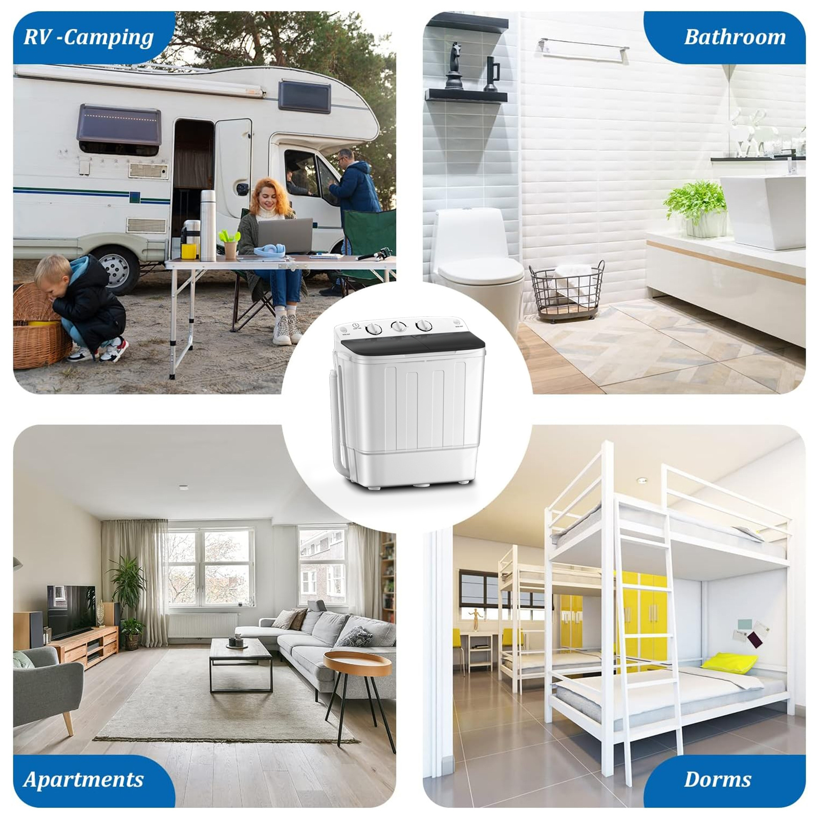 18/ 22/ 32Lbs Capacity Compact Mini Portable Double Drum Washer, Washing Machine, Free 8 Hangers And 1 Drying Rod - Saves Space, 1300 RPM, Saves Energy And Takes Care of Your Clothes - Great for Small Loads, Camping And Caravanning, Christmas Gift - Image 12