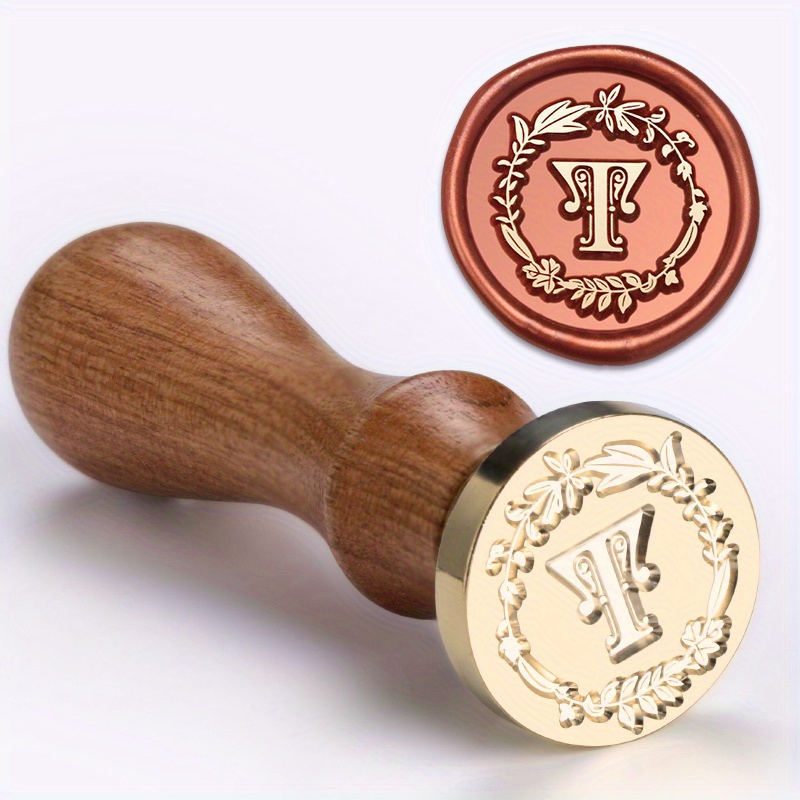 1 Set Wax Seal Stamp Wreath Letter Metal Seal Head+Rosewood Handle, 26 English Letter Fire Paint Seal, Suitable for Wedding Invitations, Envelope Cards, Gift Packaging, Scrapbooks - Image 25